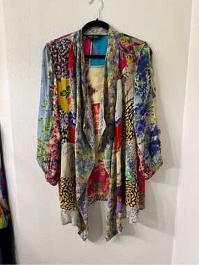 Young Threads Bohemian Print Georgette Patchwork Kimono, Lg